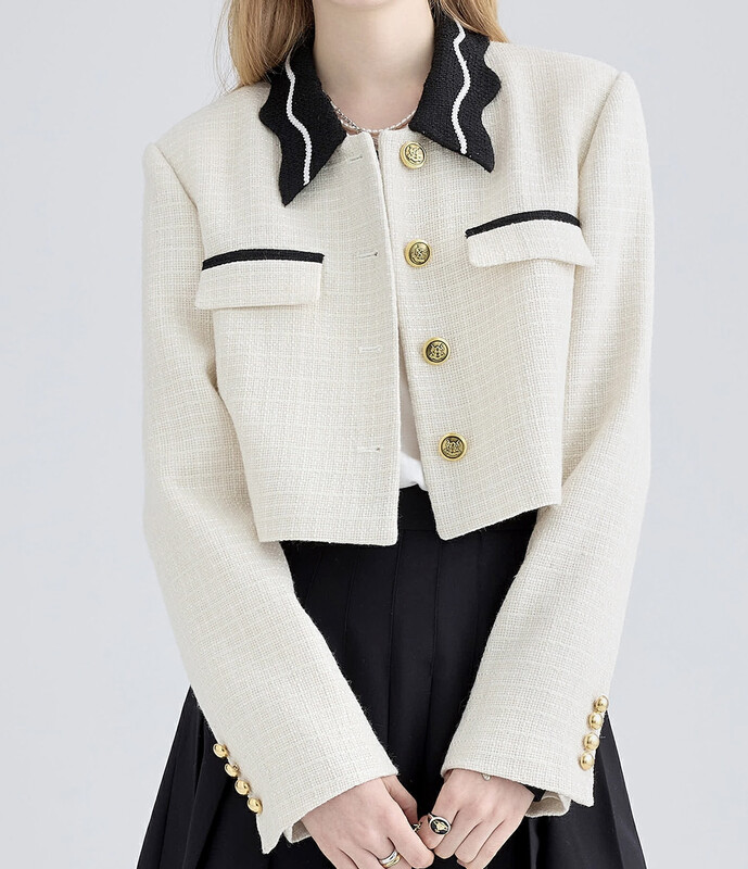 New in autumn! [JH] Net red Xiaoxiang short color contrast short coat 42892# PCZ
