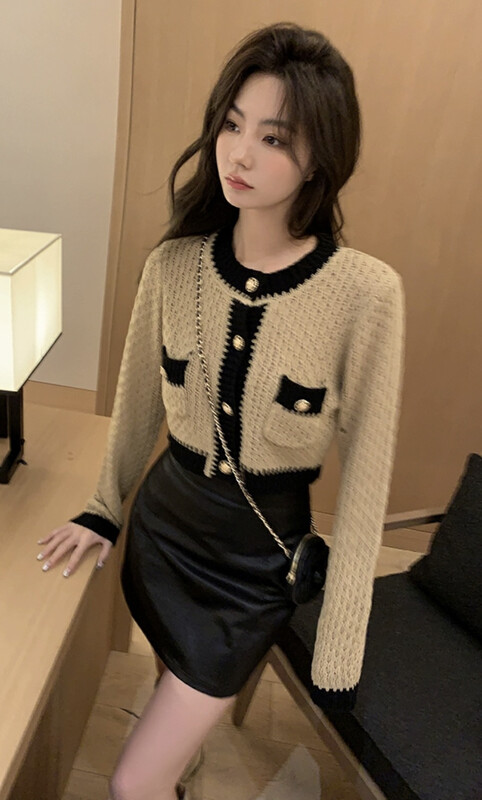 Autumn is new! [JH] Net red Xiaoxiang knitted sweater + washed leather skirt suit 42701# PCZ