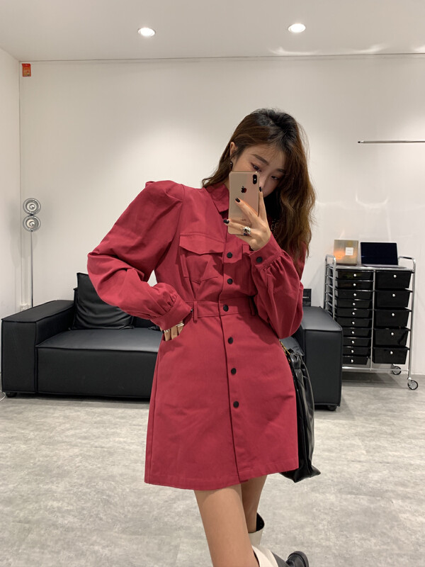 Autumn is new! 【VANESSA】 Tooling one-row denim dress 6719# OZQ