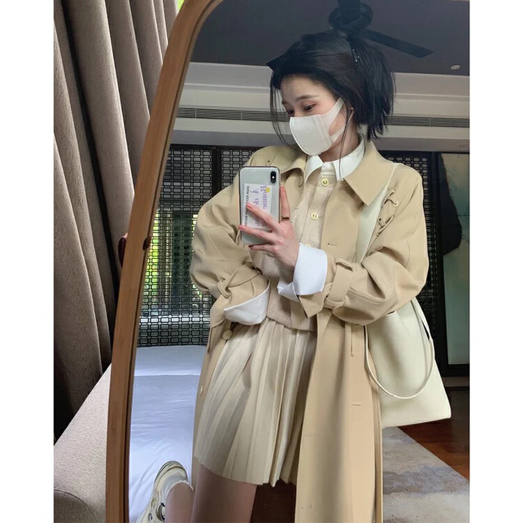 Autumn is new!【L.L STUDIO】Fashion solid color simple windbreaker (with belt/cuff) 78044# PCZ