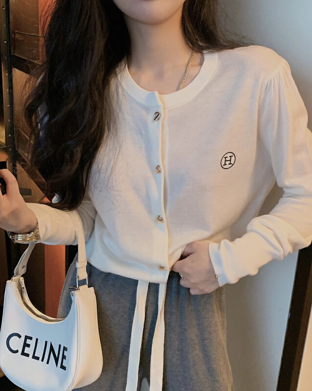 New for Autumn! [SAVAGE] Versatile Embroidered Letters Long Sleeve Knit Cardigan E9829# WPL