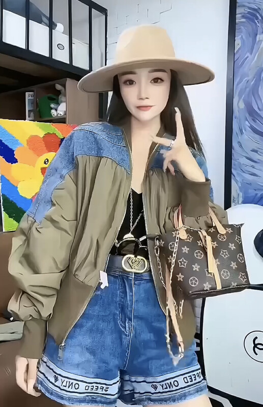 New in autumn! [JH] Net red stitching contrast color short short jacket 42719# PCZ
