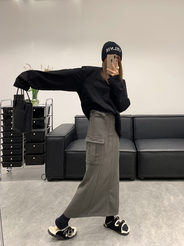 New in autumn!【VANESSA】High waist solid color all-match skirt 6840# OZQ