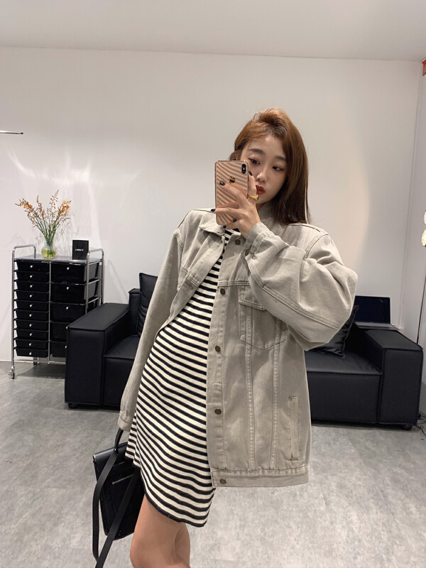 New in autumn! [VANESSA] Premium color shoulder pads all-match denim jacket 6789# OZQ