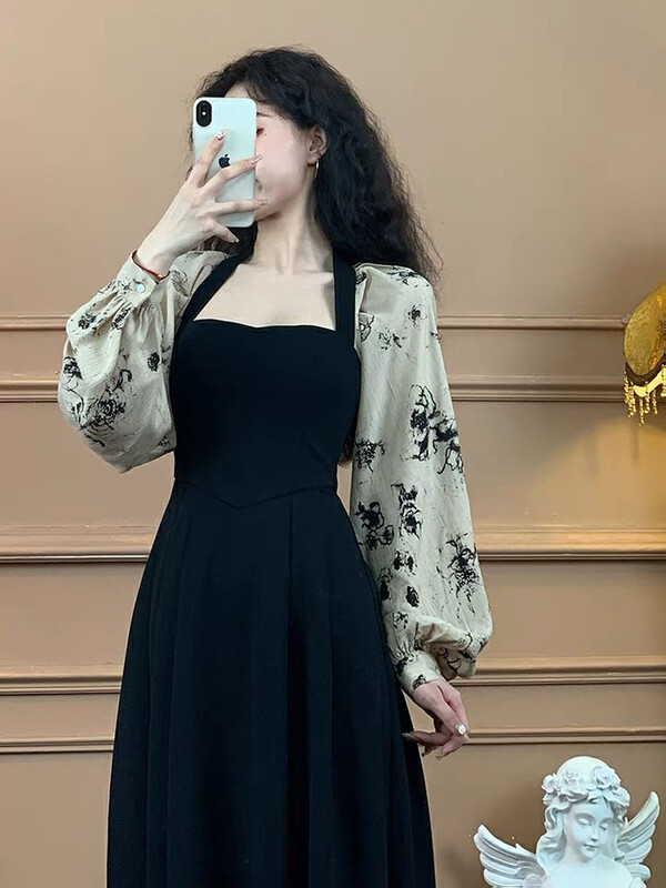 New in autumn!【L.L STUDIO】Korean square neck floral waist dress 78037# PCZ