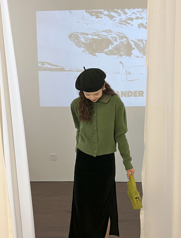【FEI MAO】Retro temperament niche stitching fashion casual loose cardigan warm sweater Z-3036# CQW