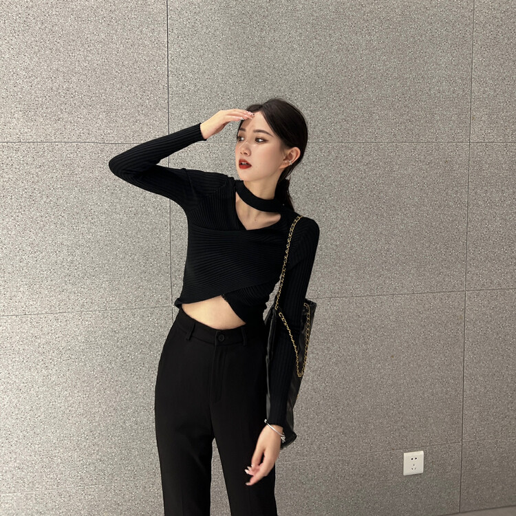 New in autumn! [FEIMAO (YIMAO)] Heart hollow design versatile bottoming shirt YM-1023-# LSL
