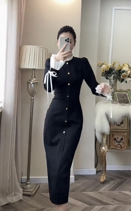 New in early autumn!【JH】Net Red Xiaoxiang Contrast Color Dress 42600# PCZ