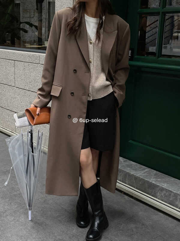 New in autumn! [6-UP] Korean version of the simple and atmospheric long suit coat 69007# CQW