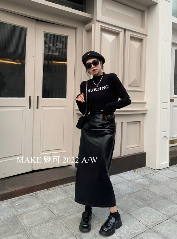 Autumn is new! [MAKE Charm] letter printing broken sleeve slanted hem small shirt 50333# OZQ