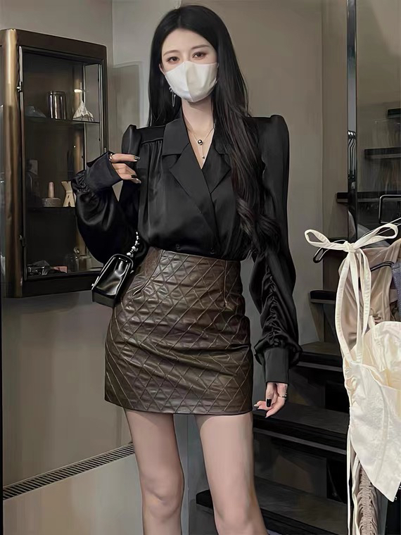 Autumn is new! [L.L STUDIO] High waist all-match pu leather skirt (single skirt) 77865# PCZ
