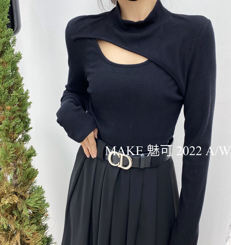 New in autumn!  [MAKE Charm] temperament woman velvet front hollow single cross shirt 3466# OZQ