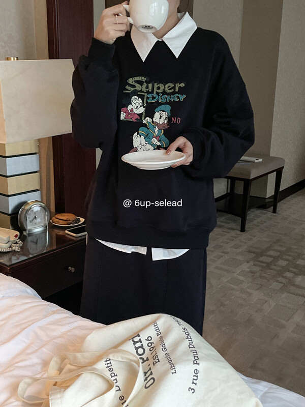 New in autumn! [6-UP] Korean cartoon print loose sweater 69018# CQW