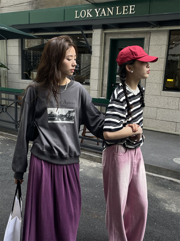 New in early autumn! [TN] Korean all-match casual alphabet print sweater 3127# CLS
