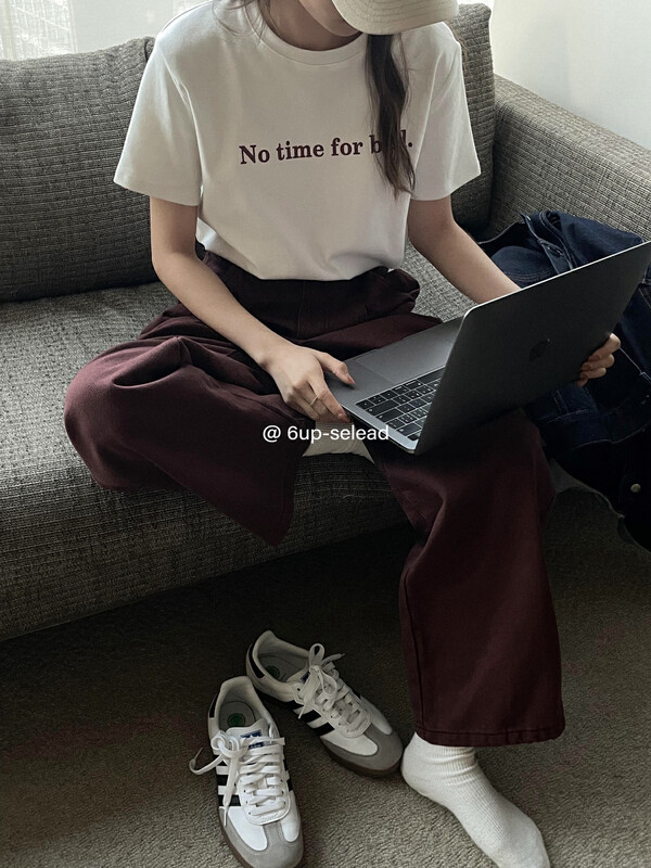New in early autumn!  [6-UP] Casual Simple Letter Print Pullover Short Sleeve T-Shirt 69099# XJ
