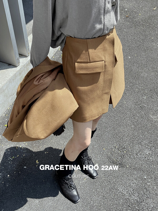 【GRACETINA HOO】Niche fake two-piece cropped A-line culottes K8319# CQW