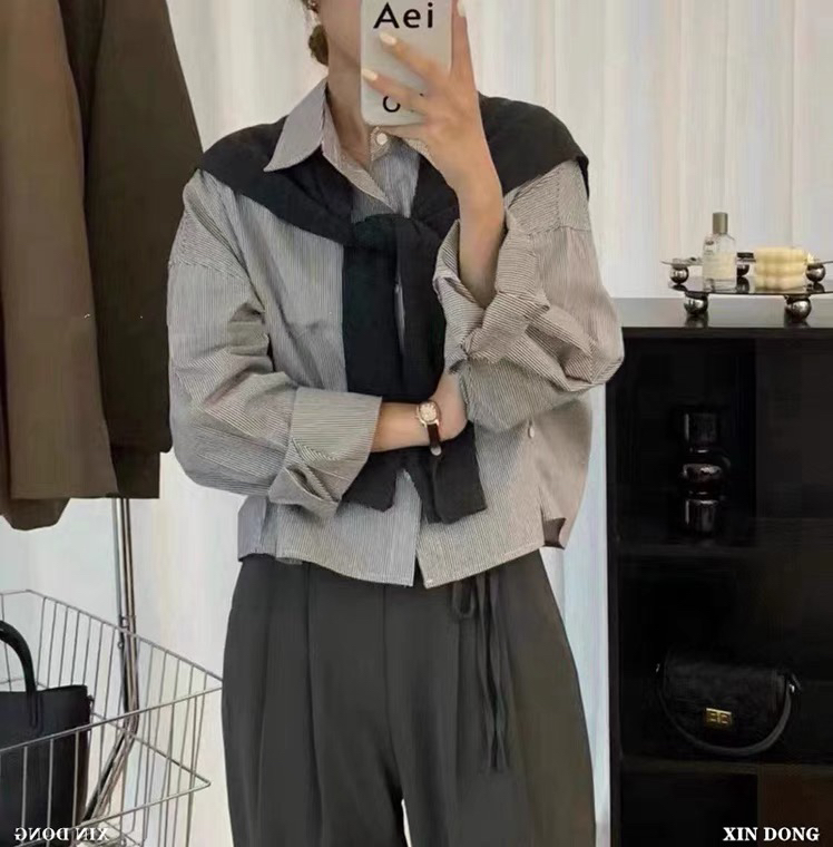 Autumn is new! [L.L STUDIO] Korean texture casual short shirt (with shawl) YS1-77908# PCZ