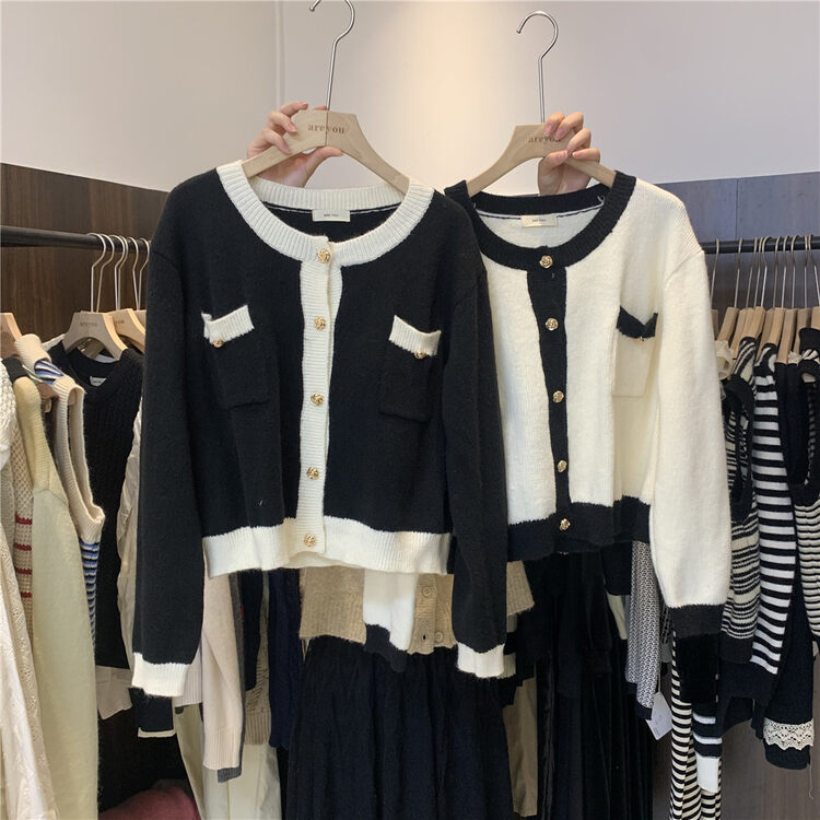 New in autumn!【ARE YOU】Round Neck Single Breasted Comfortable Knit Cardigan 237# L