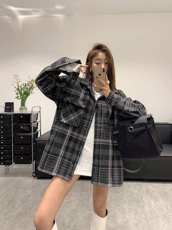Original price 188.99! New in autumn! [VANESSA] Korean retro plaid single-pocket coat 72303-1# OZQ