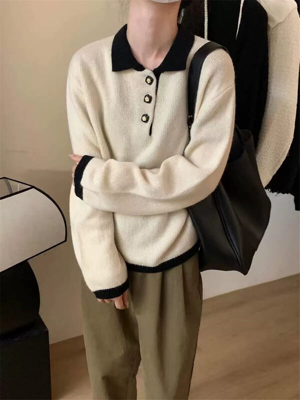 New in autumn! [ARE YOU] Colorblock Pullover Comfortable POLO Shirt YS1-182# L