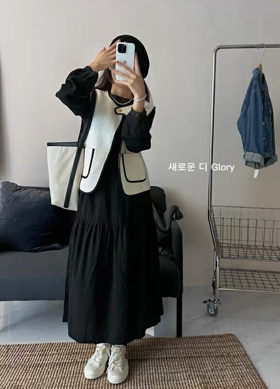 New in autumn! [JH] Net red Xiaoxiang vest + loose solid color dress suit 42778# PCZ