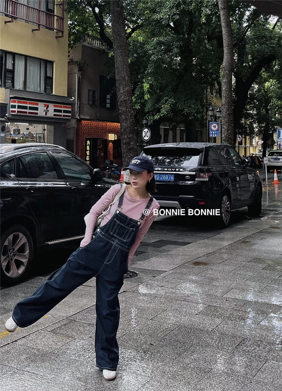 New in autumn!【BONNIE】Retro age-reducing wide-leg overalls 2528# XYJ