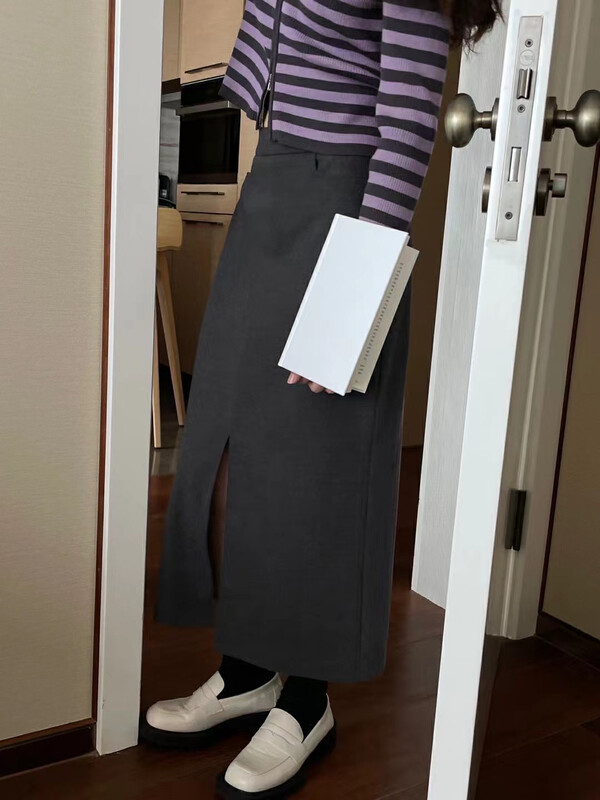 New in Autumn! [TN] Textured and comfortable casual slit skirt 5165# CLS