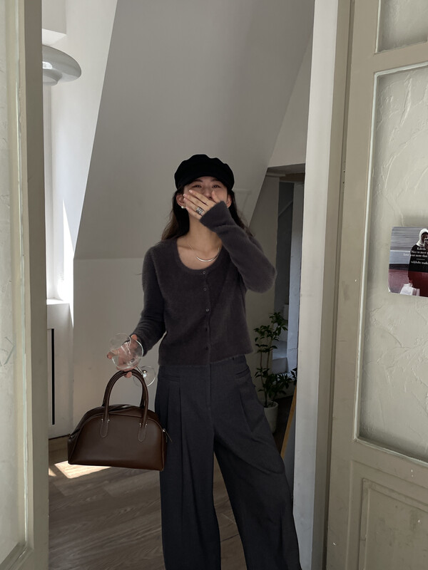 【TN】Imitation Mink Solid Color Loose Knit Cardigan 9186# CLS