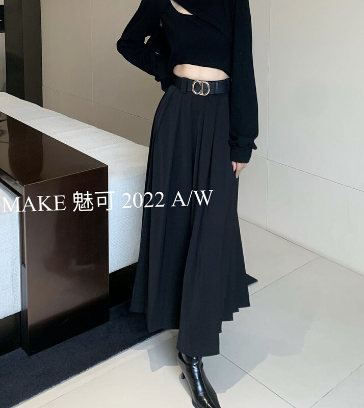 New in autumn!【MAKE】High-end fashion pleated slim skirt (with belt) 50304# OZQ