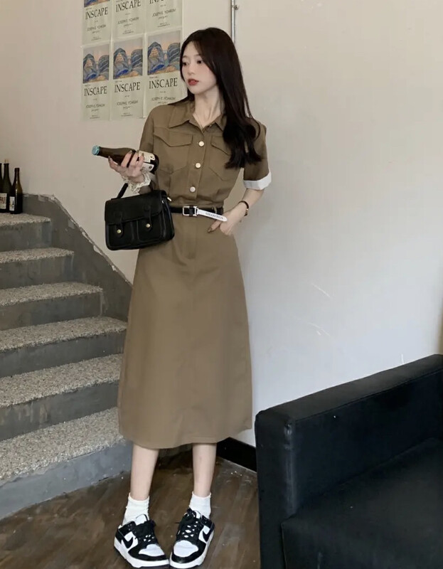 New in early autumn! [JH] Tooling personality fashion dress (with belt) (only sell dress) 42531# PCZ