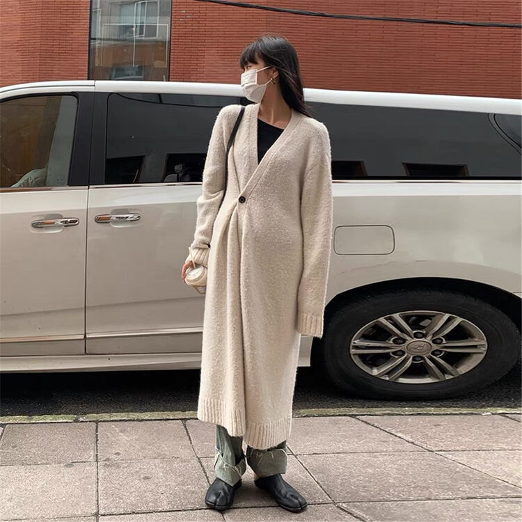 New in autumn!【ARE YOU】Single-breasted long comfortable and versatile knitted cardigan 255# L
