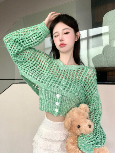 Real shot real price sweet and spicy long-sleeved knitted cardigan two-piece sweater camisole new fashion suit