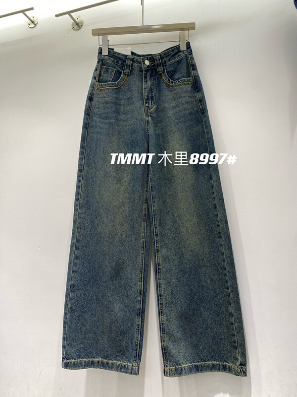 Autumn is new! [JIAJIATMMT Muli] Loose nine-point straight all-match wide-leg jeans 8997# L