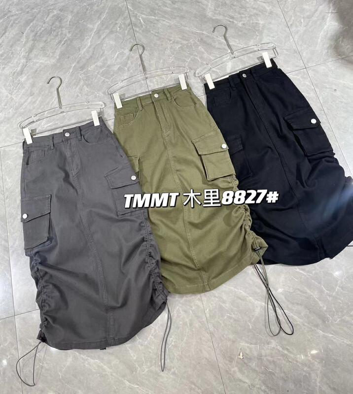 New in autumn! [JIAJIATMMT Muli] Fashionable skirt with pleated slits T8827# L