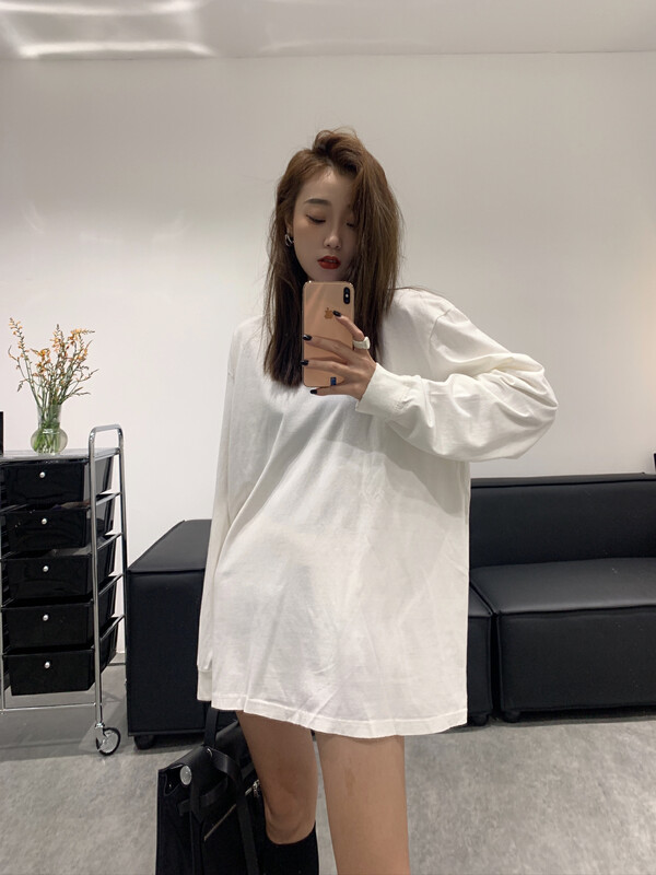Original price 77.83! New in autumn! [VANESSA] Korean loose round neck solid color long-sleeved T-shirt 12106# OZQ