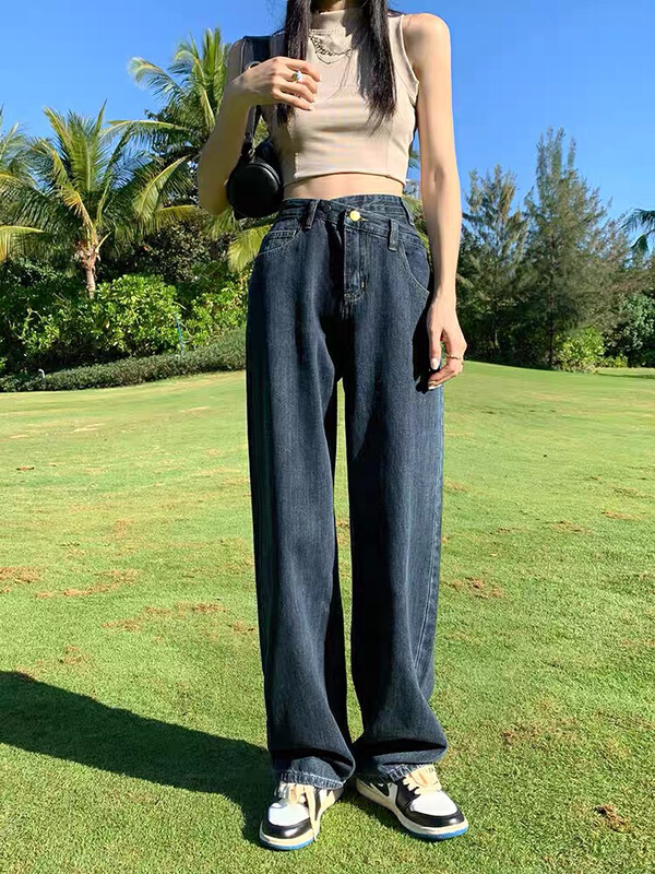 New in Autumn! [JIAJIATMMT Muli] Irregular Waist Retro Wide Leg Jeans A8127# L
