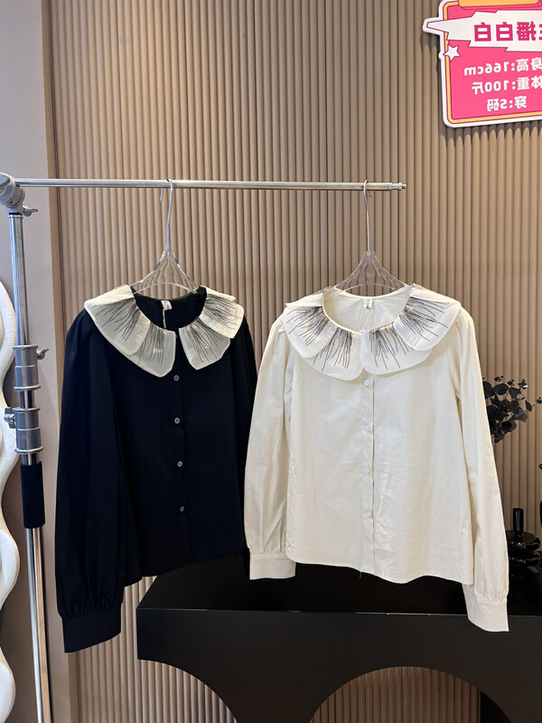[FEI MAO] Niche French doll collar temperament chic light luxury high-end lace-up shirt sweater Z-8599