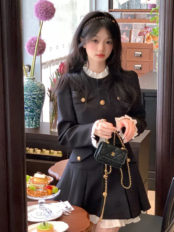 New in autumn!【L.L STUDIO】Fashion slimming stand-up collar dress (with belt) 77932# PCZ