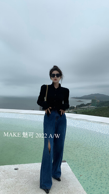New in early autumn!【MAKE】Premium puff sleeve small stand-up collar small shirt 8939# OZQ