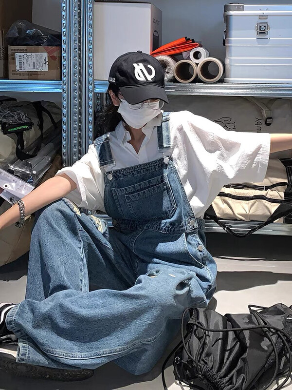 New in autumn! [L.L STUDIO] Straight-cut age-reducing ripped denim overalls 77838# PCZ