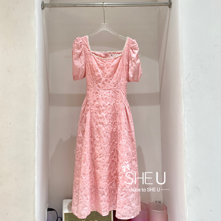 【SHE U】French romantic pearl pink dress C88688