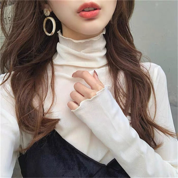 New in autumn!【ARE YOU】High-neck comfortable and versatile bottoming shirt 951# L