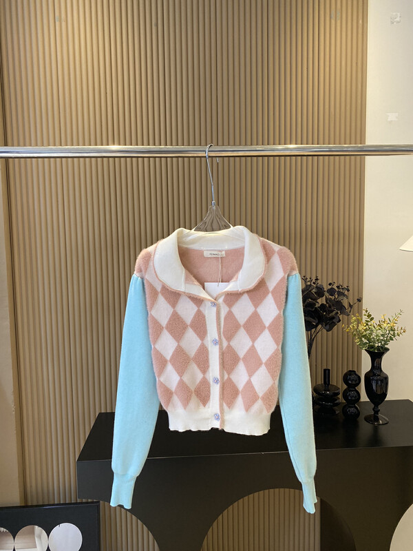 [FEI MAO] New style doll collar lazy style rhombus design small French sweater sweater Z-3020