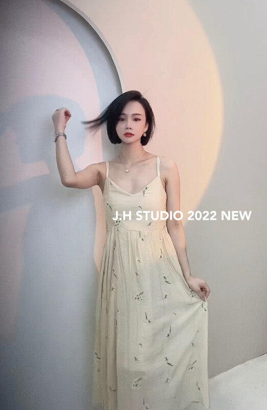 【JH】Net Celebrity Embroidered Sling Dress 42314# PCZ