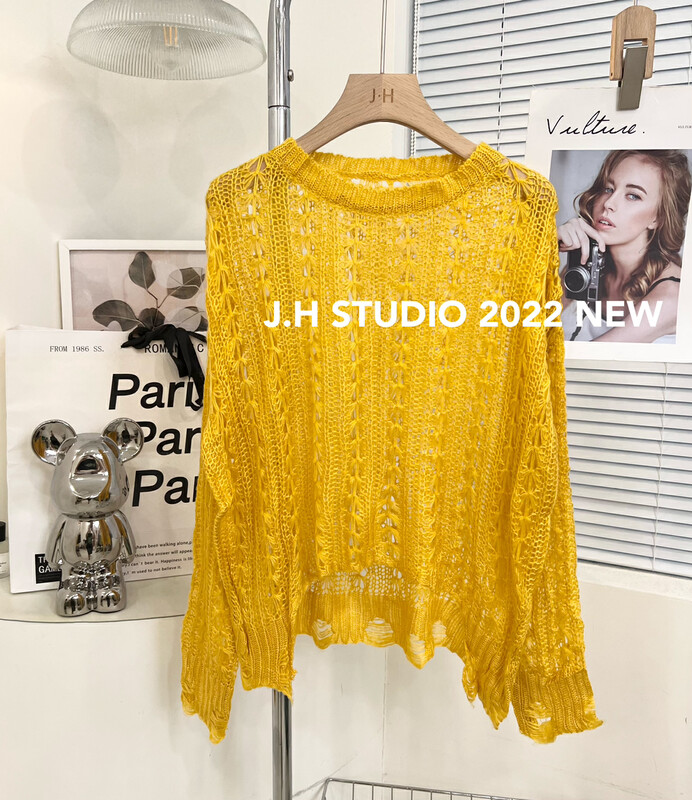 Autumn is new! [JH] Net red with the same hollow pullover sweater T46# PCZ