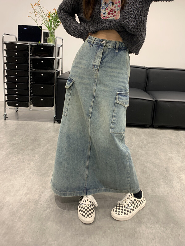 New in autumn!【VANESSA】High waisted all-match denim skirt 6866# OZQ