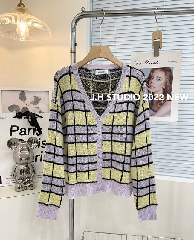 New in autumn! [JH] Fashion plaid all-match knitted sweater T90# PCZ