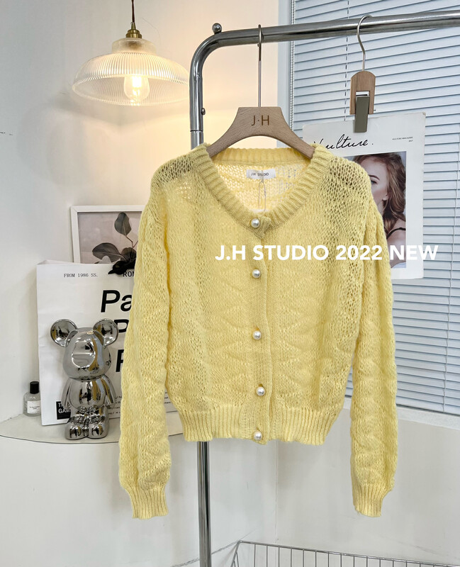 New in autumn! [JH] Simple and versatile solid color knitted cardigan T45# PCZ