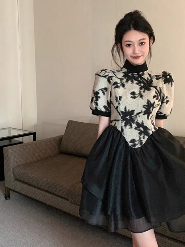 【L.L STUDIO】French high-end retro cheongsam waist dress 77283# PCZ