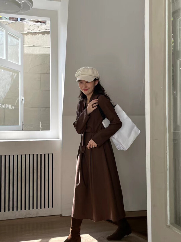 Autumn is new! [TN] temperament long-sleeved breasted dress (without waist rope) YS1-8136# CLS